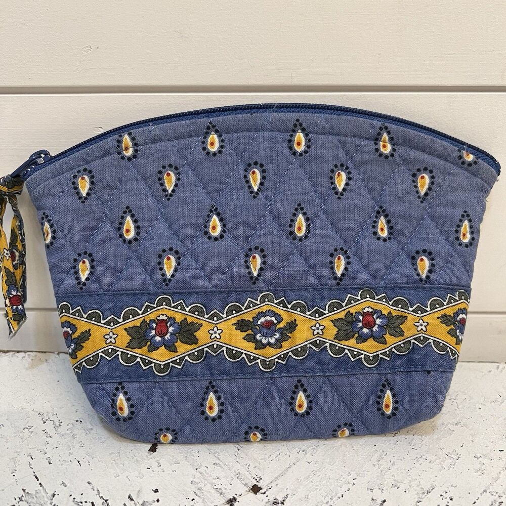 Vintage Vera Bradley Country Blue 90s Pattern Small Lined Cosmetic Bag